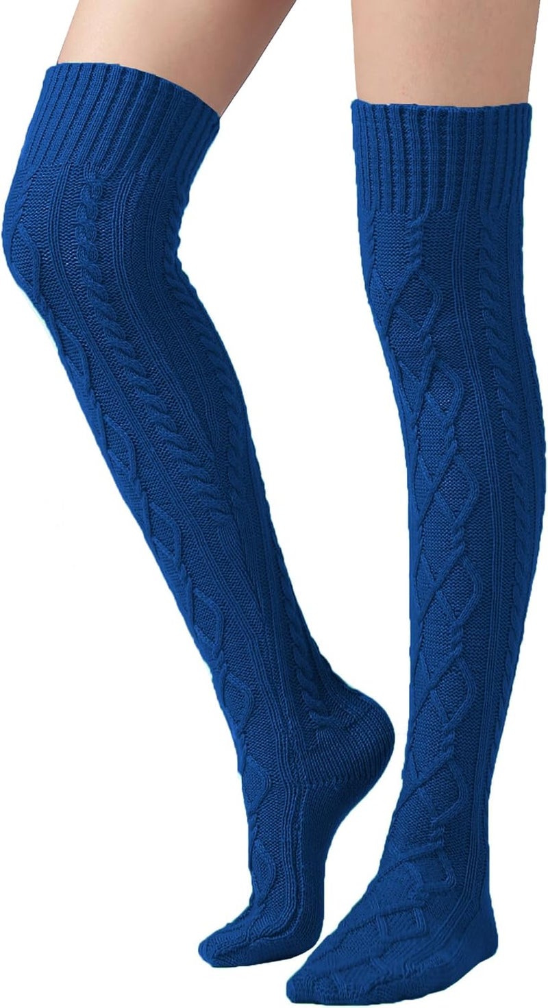 SherryDC Women's Cable Knit Thigh High Boot Socks Extra Long Winter Stockings Leg Warmers - Image 1